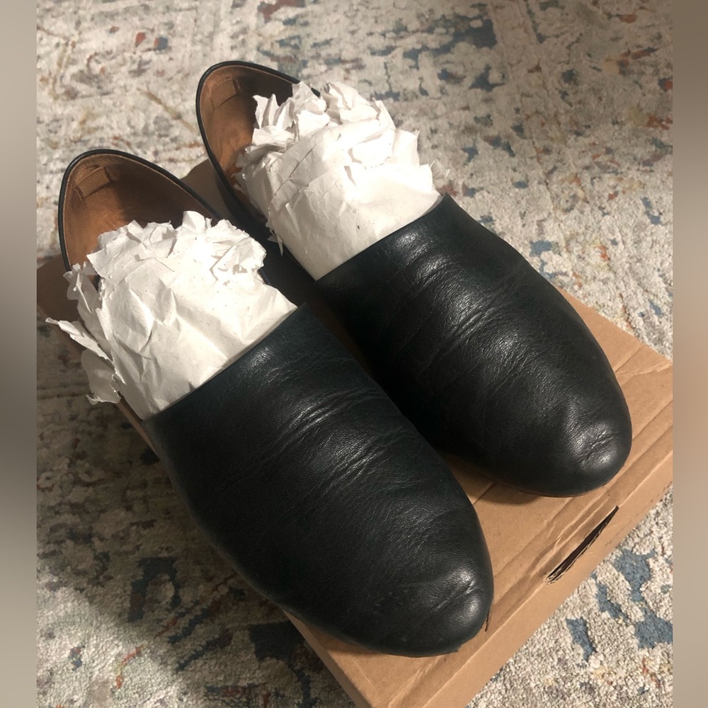 Miz Mooz Black Leather Slip-On Flats